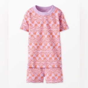 Hanna Andersson Short John Pajama Set in Sunset Reef Simple Seashells Size 8
